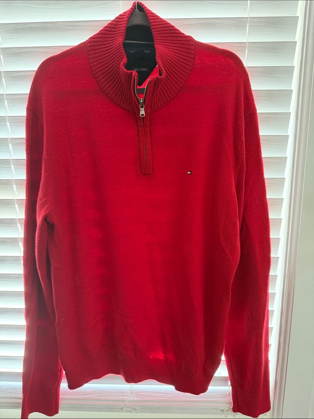 Tommy Hilfiger Men’s Red Zip-Neck Sweater